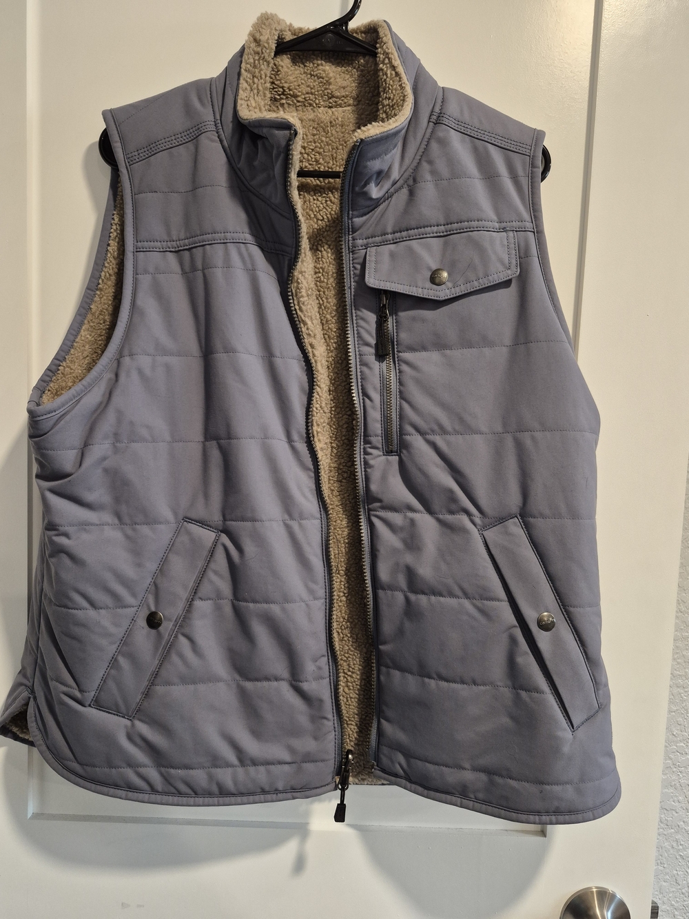 Carhartt Womens Reversable Quilted Vest with Sherpa Lining - Light Blue & Cream